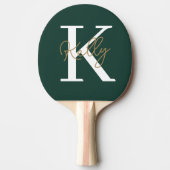 Modern Emerald Green Monogram Script Tischtennis Schläger (Vorderseite)