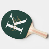 Modern Emerald Green Monogram Script Tischtennis Schläger (Seitenansicht)