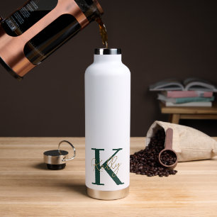 Modern Emerald Green Monogram Script Trinkflasche