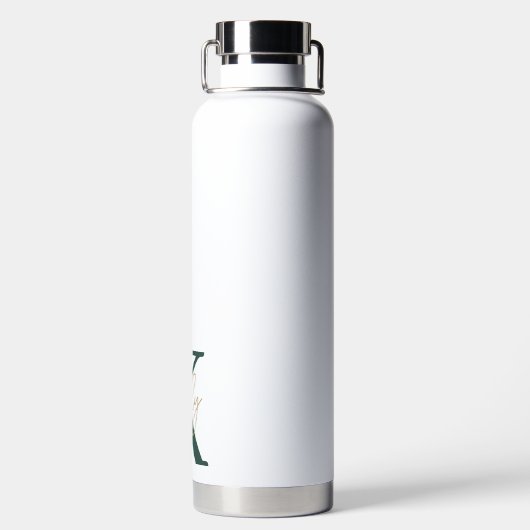 Modern Emerald Green Monogram Script Trinkflasche (Rückseite)