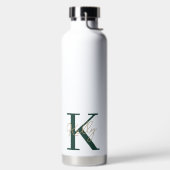 Modern Emerald Green Monogram Script Trinkflasche (links)