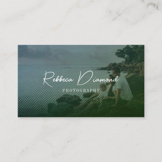 Modern Emerald Green Overlay 4 Foto Script Visitenkarte (Vorderseite)