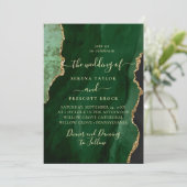 Modern Emerald Green Rosy Wedding Einladung (Stehend Vorderseite)