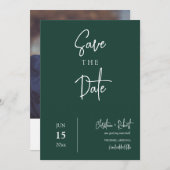 Modern Emerald Green Save the Date Boho Wedding Einladung (Vorne/Hinten)