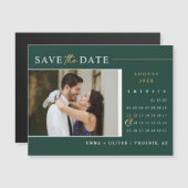 Modern Emerald Green Save the Date Calendar Magnet (Vorne/Hinten)