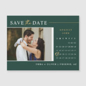 Modern Emerald Green Save the Date Calendar Magnet (Vorderseite)