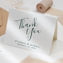 Modern Emerald Green Script Wedding Vielen Dank