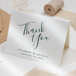 Modern Emerald Green Script Wedding Vielen Dank Karte