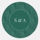 Modern Emerald Green & Silver Arch Runder Aufkleber (Vorderseite)