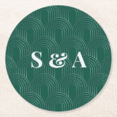 Modern Emerald Green & Silver Arch Runder Pappuntersetzer (Vorderseite)