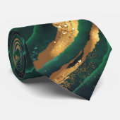 Modern Emerald Green und Gold Agate Men's Krawatte (Gerollt)
