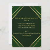 Modern Emerald Green und Gold Streifen Geburtstag Einladung (Rückseite)