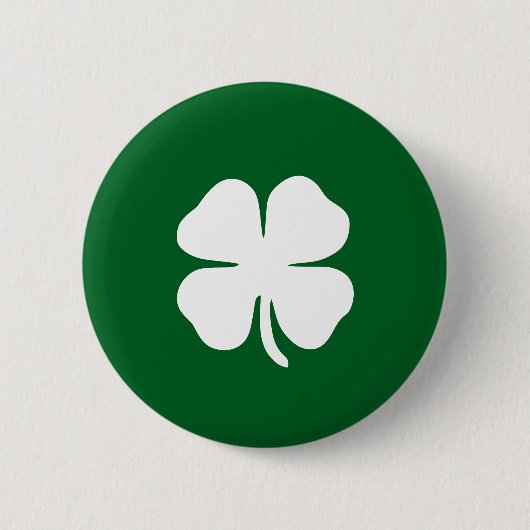 Modern Emerald Green Vier-Leaf Clover Lucky Irish Button (Vorderseite)