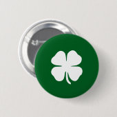 Modern Emerald Green Vier-Leaf Clover Lucky Irish Button (Vorne & Hinten)