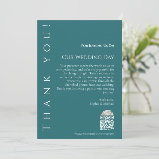 Modern Emerald Green Wedding Vielen Dank Einladung (Stehend Vorderseite)