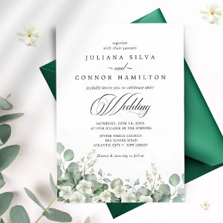 Modern Emerald Greenery Wedding Einladung