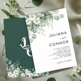 Modern Emerald Greenery Wedding Einladung