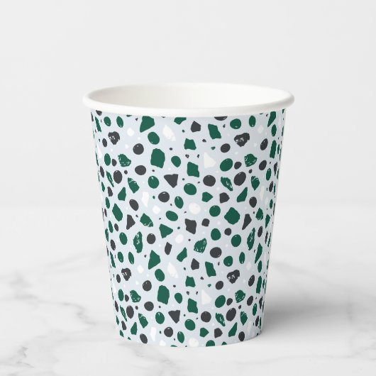 Modern Emerald Terrazzo Pattern Pappbecher (Rückseite)
