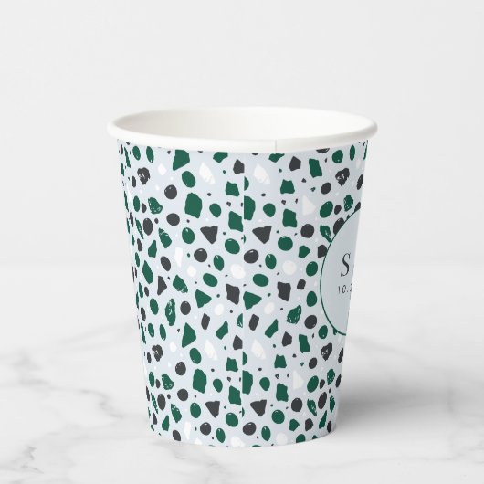 Modern Emerald Terrazzo Pattern Pappbecher (Rechts)