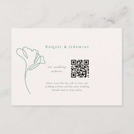 Modern Emerald Wedding Website Enclosure Card Begleitkarte (Vorderseite)