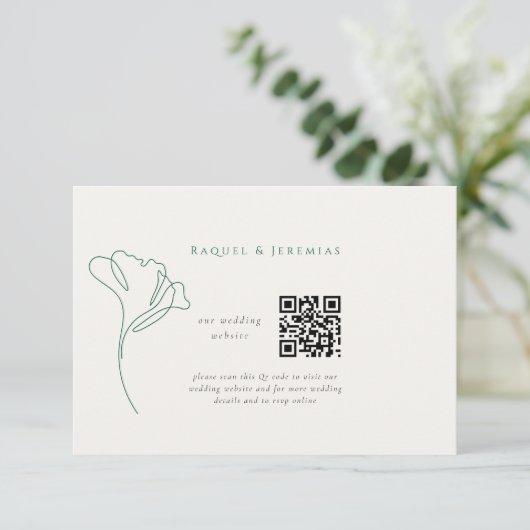 Modern Emerald Wedding Website Enclosure Card Begleitkarte (Stehend Vorderseite)