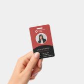 Modern Employee Foto ID Company Logo Black Red Ausweis (Handheld)