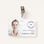 Modern Employee Foto Overlay ID Name Logo Weiß B Ausweis (Vorderseite mit Klammer)