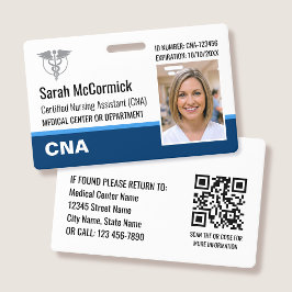 Modern Employee ID Badge Photo Logo CNA Nurse Blue Ausweis