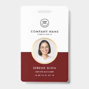 Modern Employee ID Company ID Circle Foto Red Ausweis