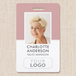 Modern Employee ID Name Company Logo Dusty Pink Ausweis
