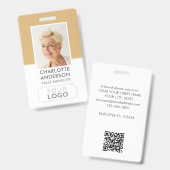 Modern Employee ID Name Company Logo Gold Ausweis (Vorder- & Rückseite)
