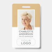 Modern Employee ID Name Company Logo Gold Ausweis (Vorderseite)