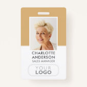 Modern Employee ID Name Company Logo Gold Ausweis (Vorderseite)