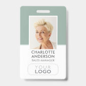 Modern Employee ID Name Company Logo Grün Ausweis (Vorderseite)