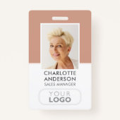 Modern Employee ID Name Company Logo Terracotta Ausweis (Vorderseite)