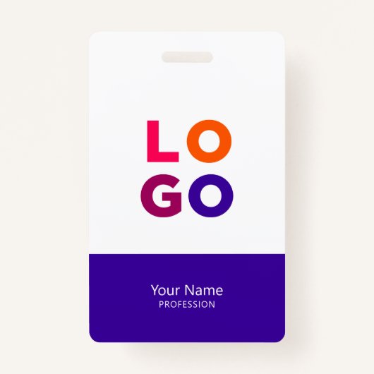 Modern Employee Logo, Photo, Qr Code, Name Indigo Ausweis (Vorderseite)