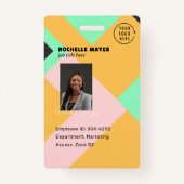 Modern Employee Photo ID Company Security QR Ausweis (Vorderseite)