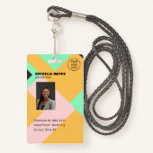 Modern Employee Photo ID Company Security QR Ausweis (Vorderseite mit Schlüsselband)