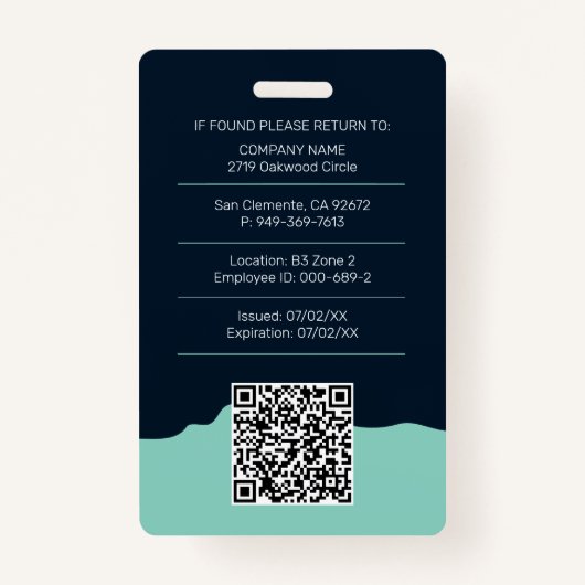 Modern Employee Photo ID Company Security QR Ausweis (Rückseite)