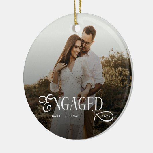 Modern Engaged Chic Couples Photo Gifts Keramik Ornament (Links)