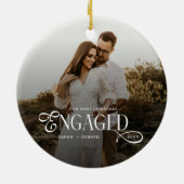 Modern Engaged Chic Couples Photo Gifts Keramik Ornament (Hinten)