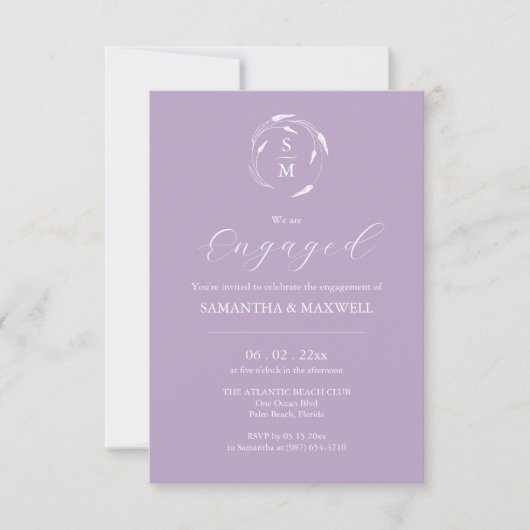 Modern Engagement Invitation Designs Lavender Einladung (Vorderseite)
