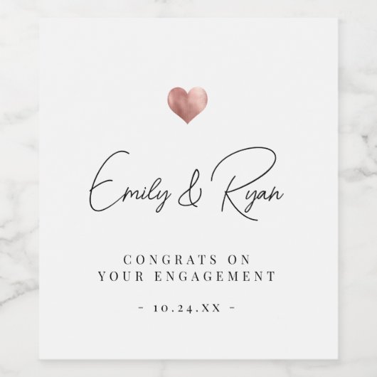 Modern Engagement Party Herzlichen Glückwunsch Ros Weinetikett (Einzelnes Label)