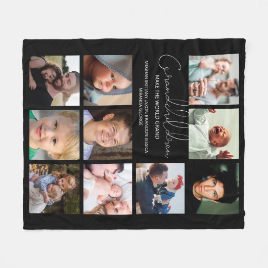 Modern | Enkel | Foto Collage Fleece Blan (Vorderseite (Horizontal))