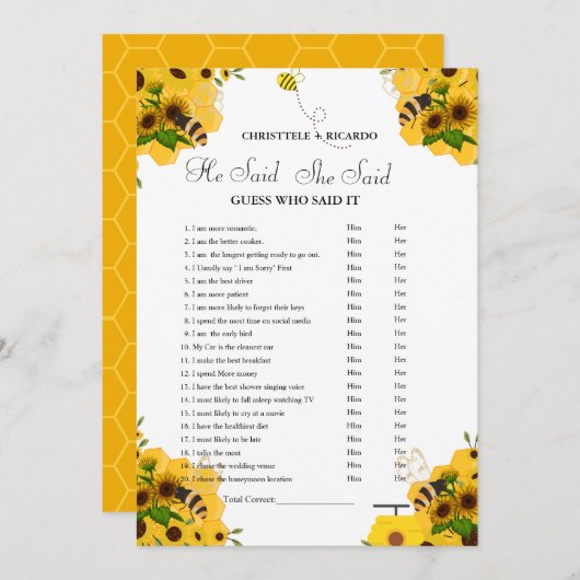 Modern Er sagte, sie habe Brautparty-Spielkarte ge Ankündigung (Vorne/Hinten)