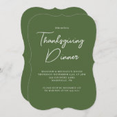 Modern Erntedank Dinner Sage Green White Script Einladung (Vorne/Hinten)