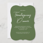 Modern Erntedank Dinner Sage Green White Script Einladung (Vorderseite)