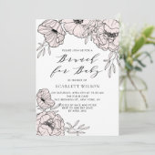 Modern erröten Blumen-Baby-Duschebrunch-Einladung Einladung (Stehend Vorderseite)