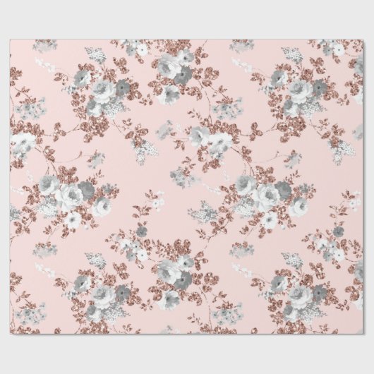 Modern erröten der rosa weiße Blumen Geschenkpapier (Flach)