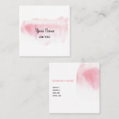 Modern erröten rosa Aquarell-Quadrat-Visitenkarte Quadratische Visitenkarte (Vorne/Hinten)